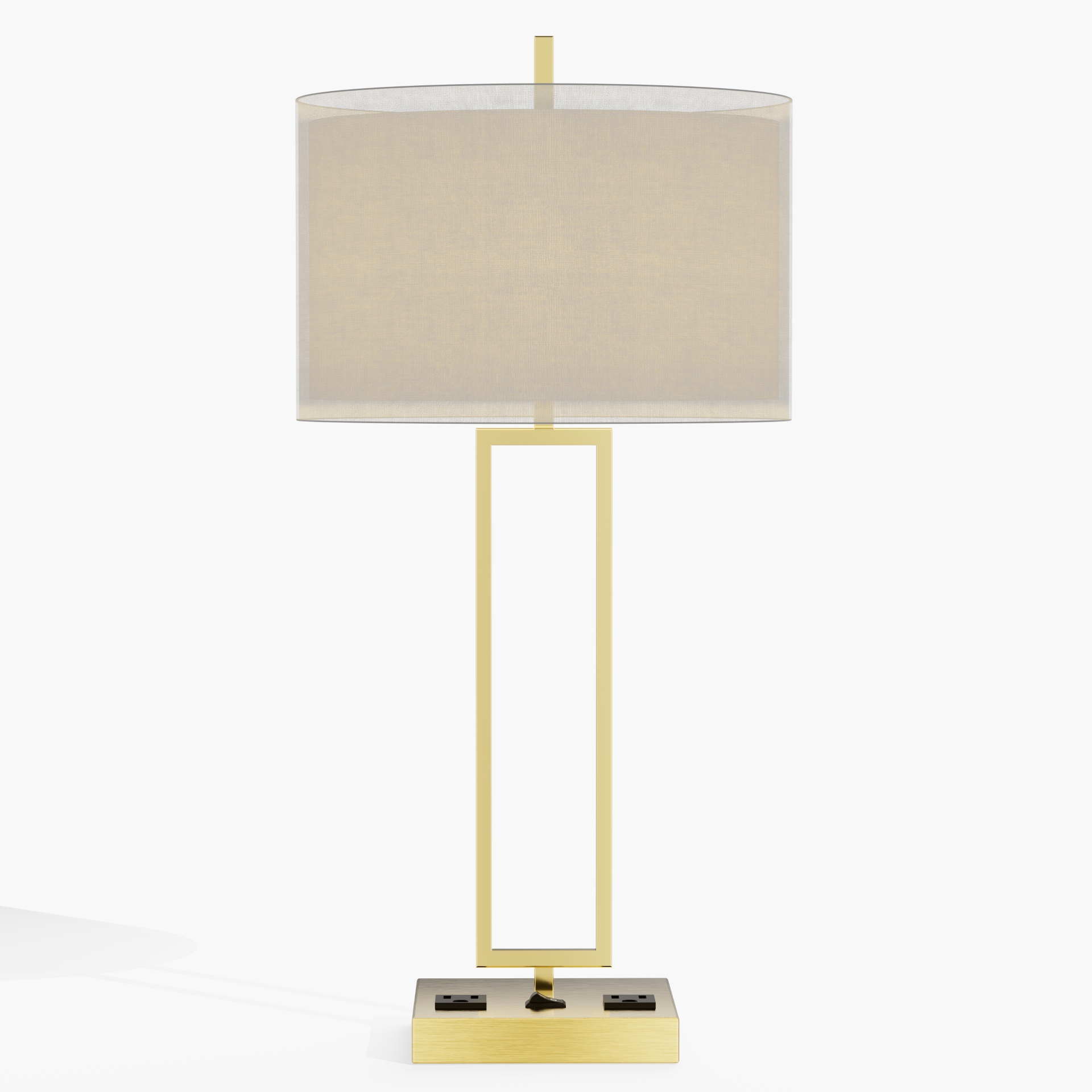 Hospitality Rectangular Bedside Lamp With Dual Power Outlets