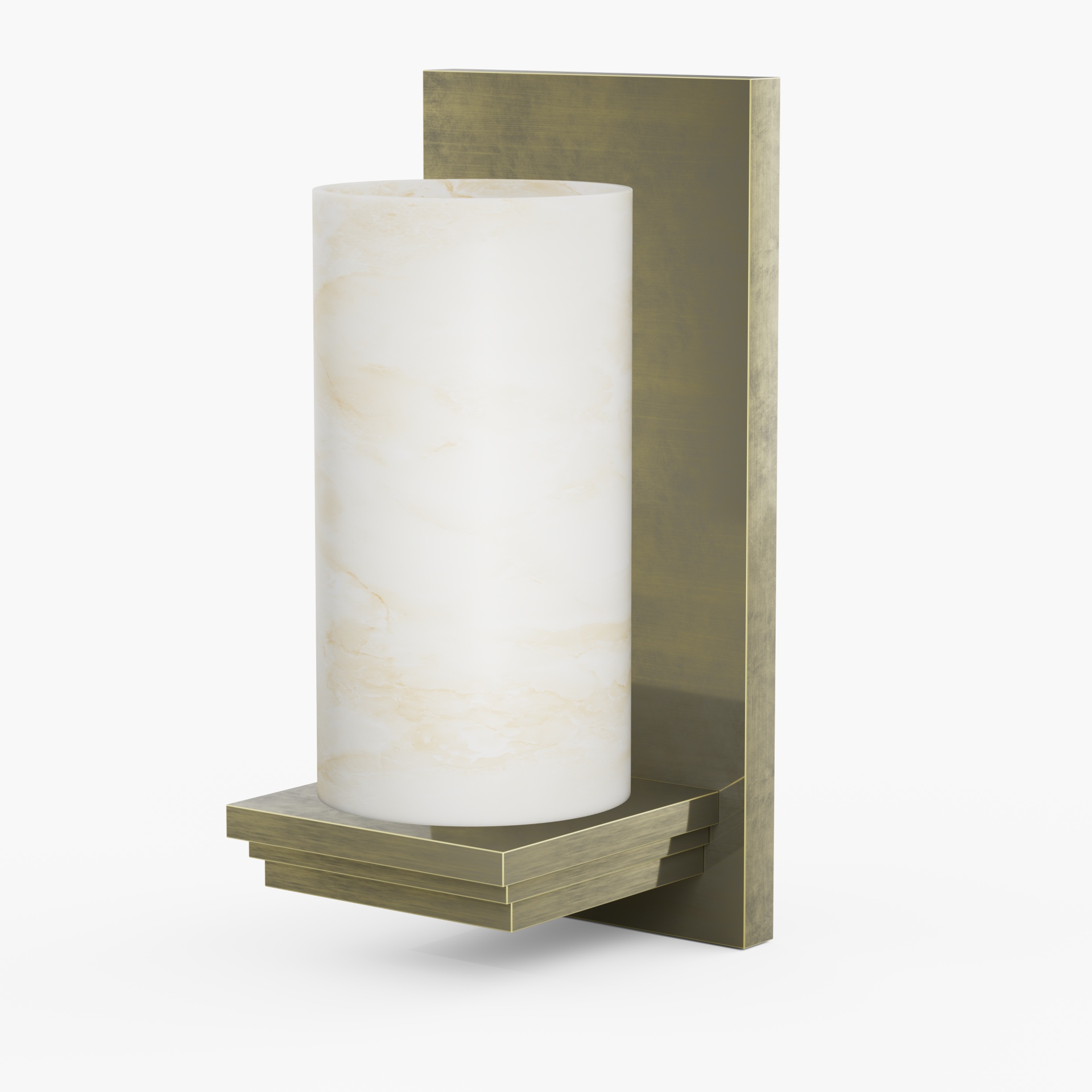 Antique Brass Alabaster Wall Sconce for Hotel Guest Rooms