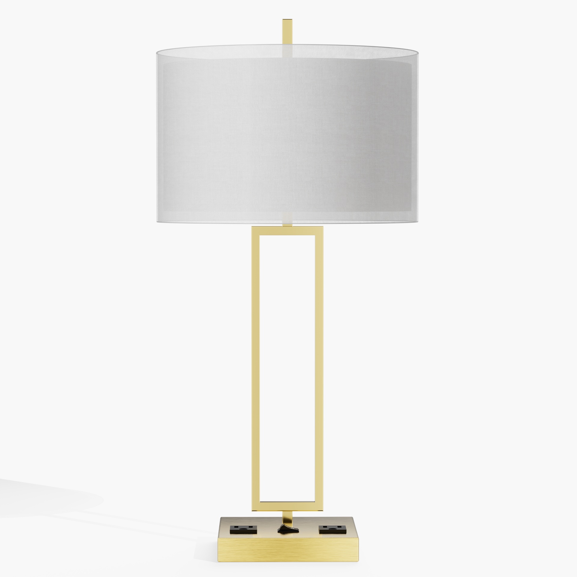 Hospitality Rectangular Bedside Lamp With Dual Power Outlets