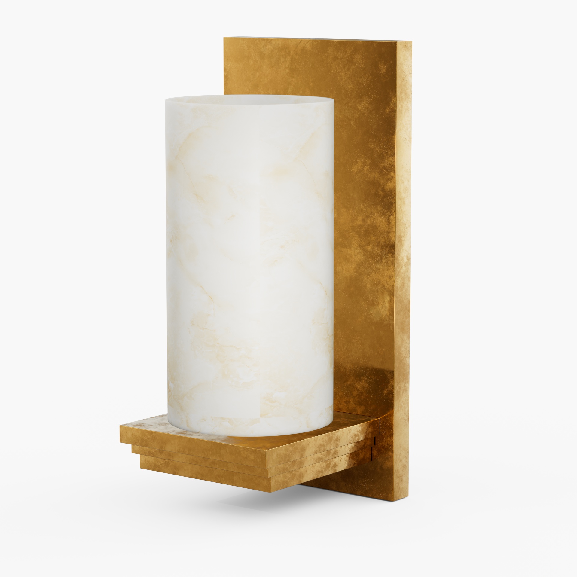 Antique Brass Alabaster Wall Sconce for Hotel Guest Rooms