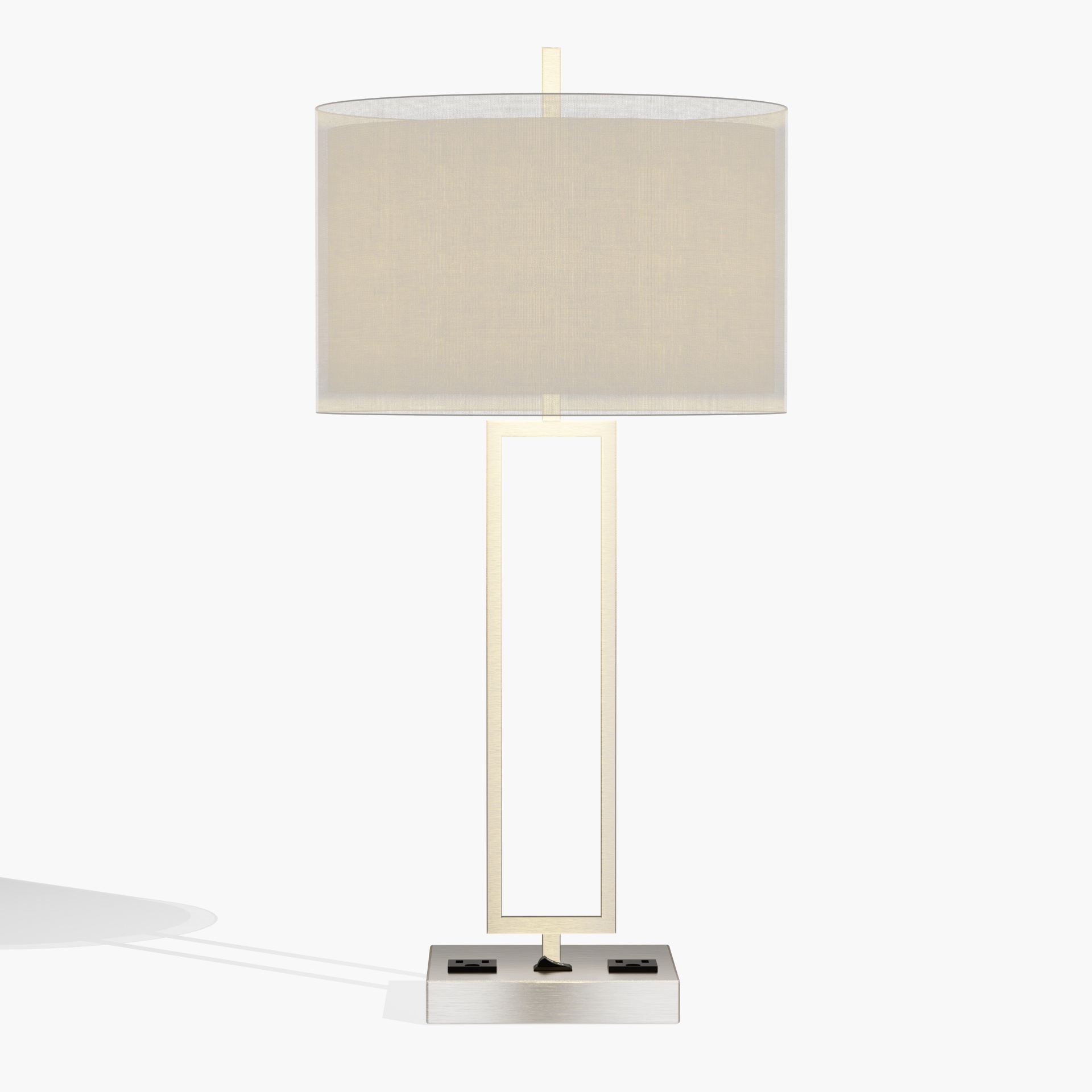 Hospitality Rectangular Bedside Lamp With Dual Power Outlets